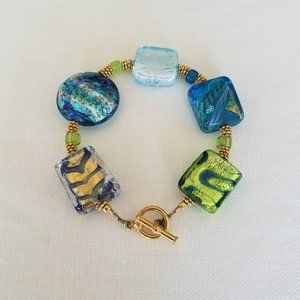 Venetian Glass Bracelet With Gold Vermeil